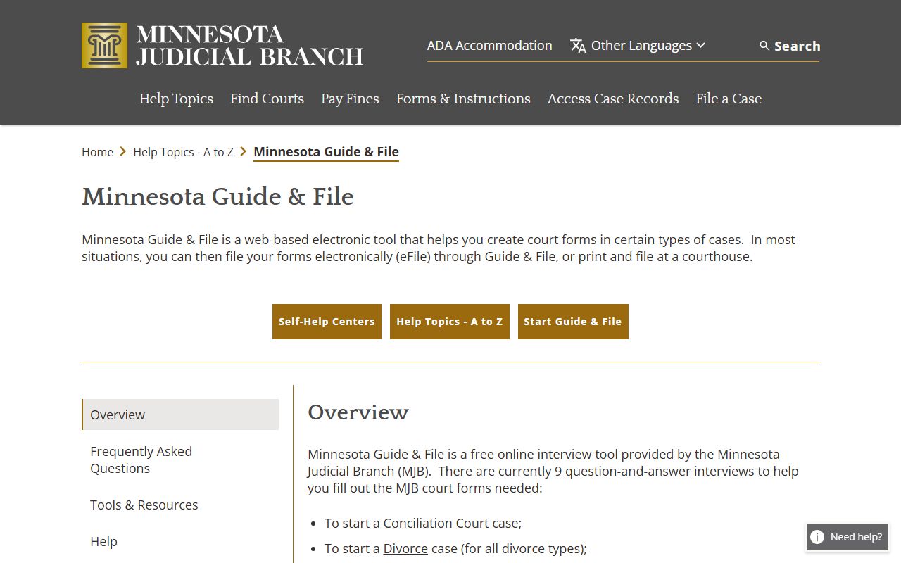 Olmsted County Court Administration Guide and File forms