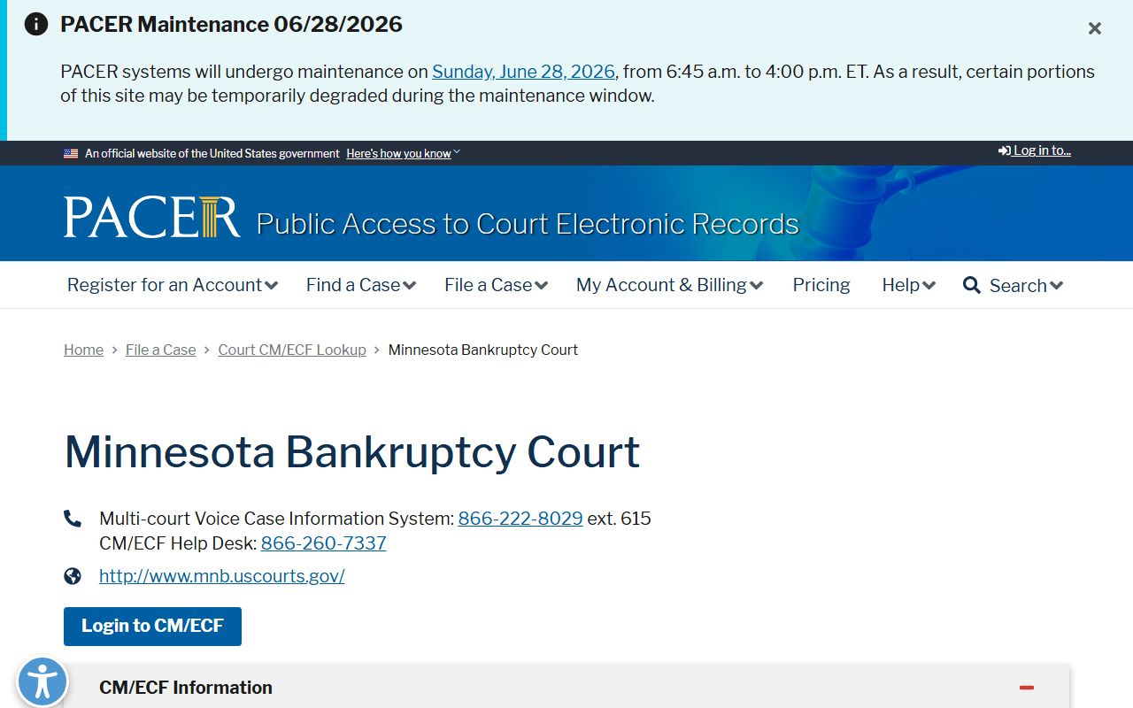 Olmsted County arrest records federal court PACER bankruptcy lookup
