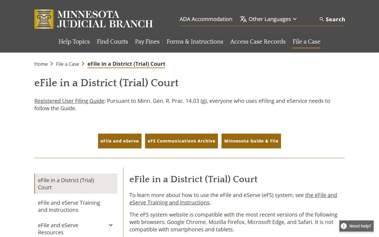 Olmsted County court dockets District Court filing information