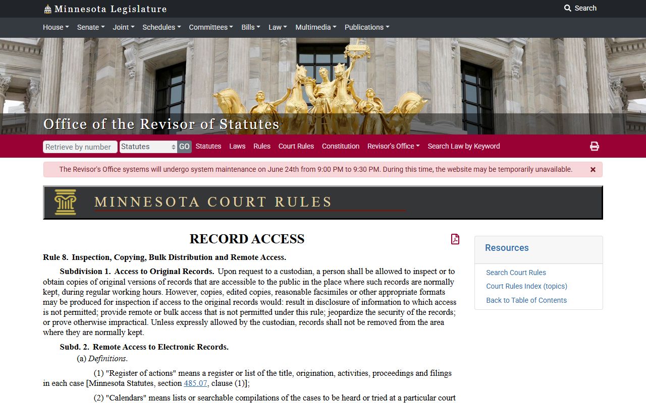 Olmsted County court records remote access limits