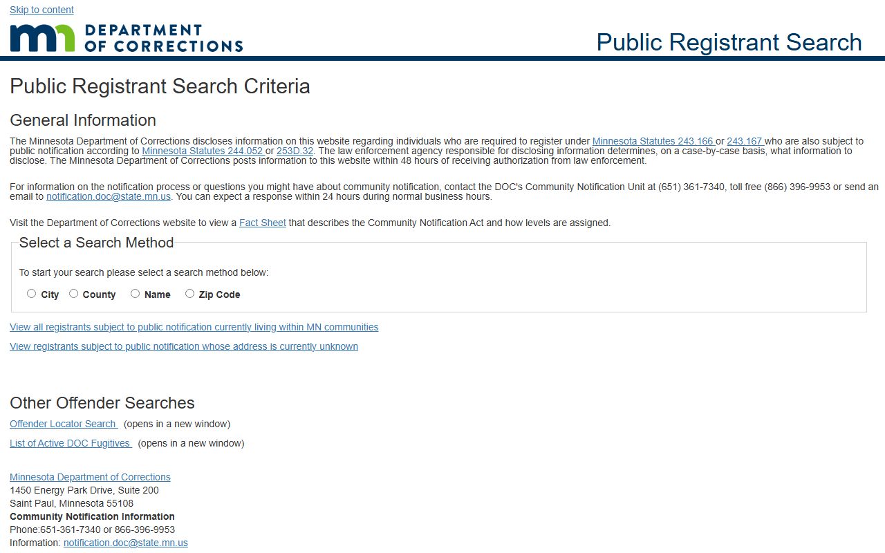 Olmsted County criminal court records DOC public registrant search