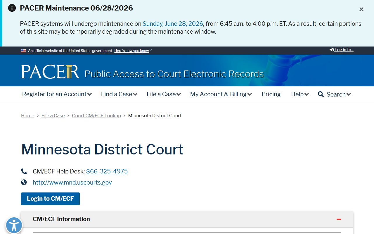 Olmsted County District Court federal PACER distinction