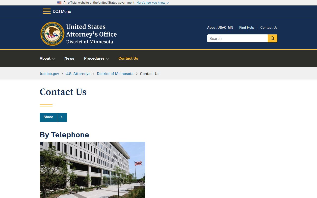 Olmsted County District Court U.S. Attorney federal prosecution distinction
