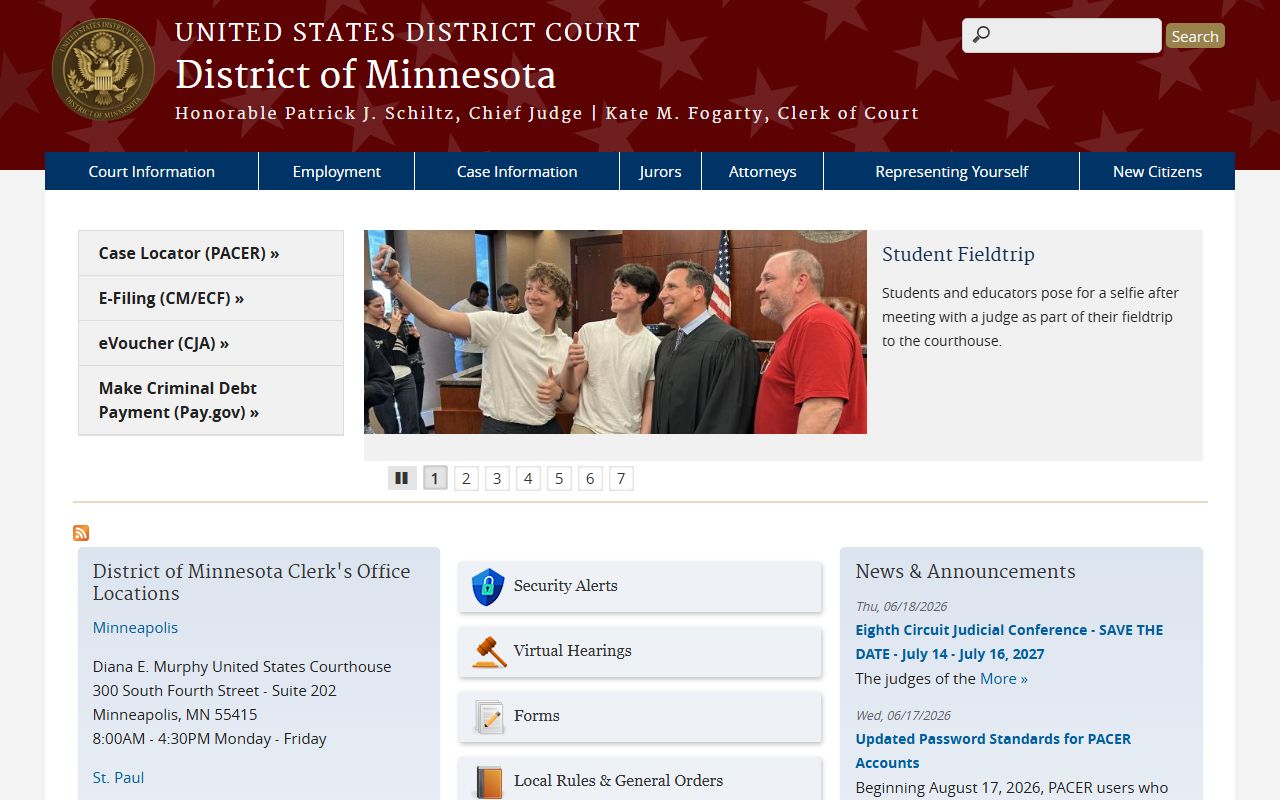Olmsted County District Court and U.S. District Court distinction