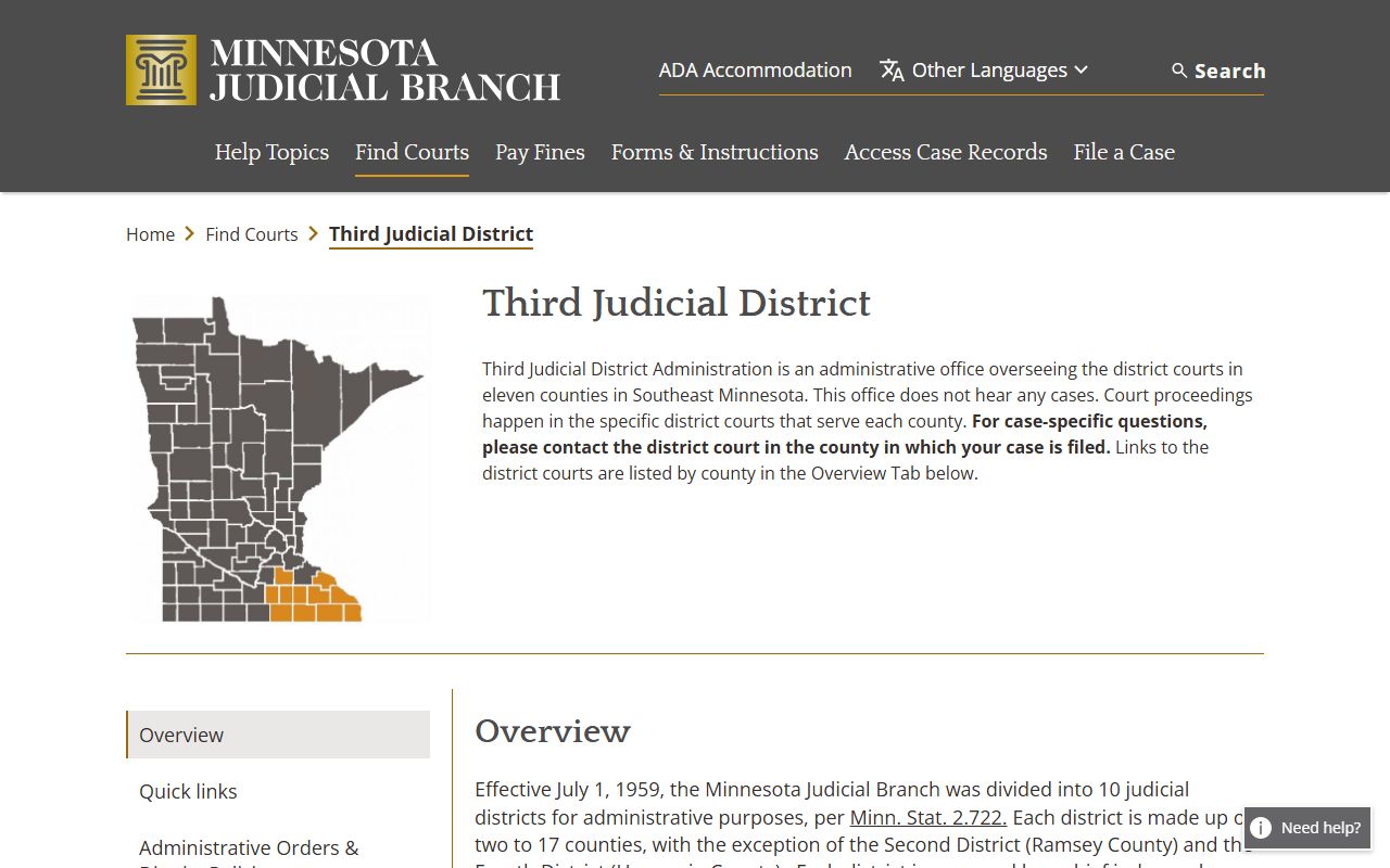 Olmsted County court records Third Judicial District