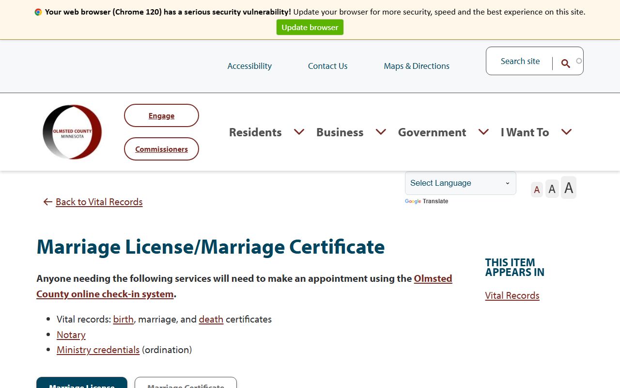 Olmsted County marriage and divorce records marriage license instructions