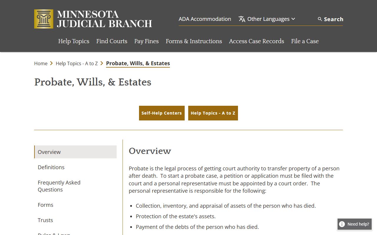 Olmsted County probate records wills and estates help
