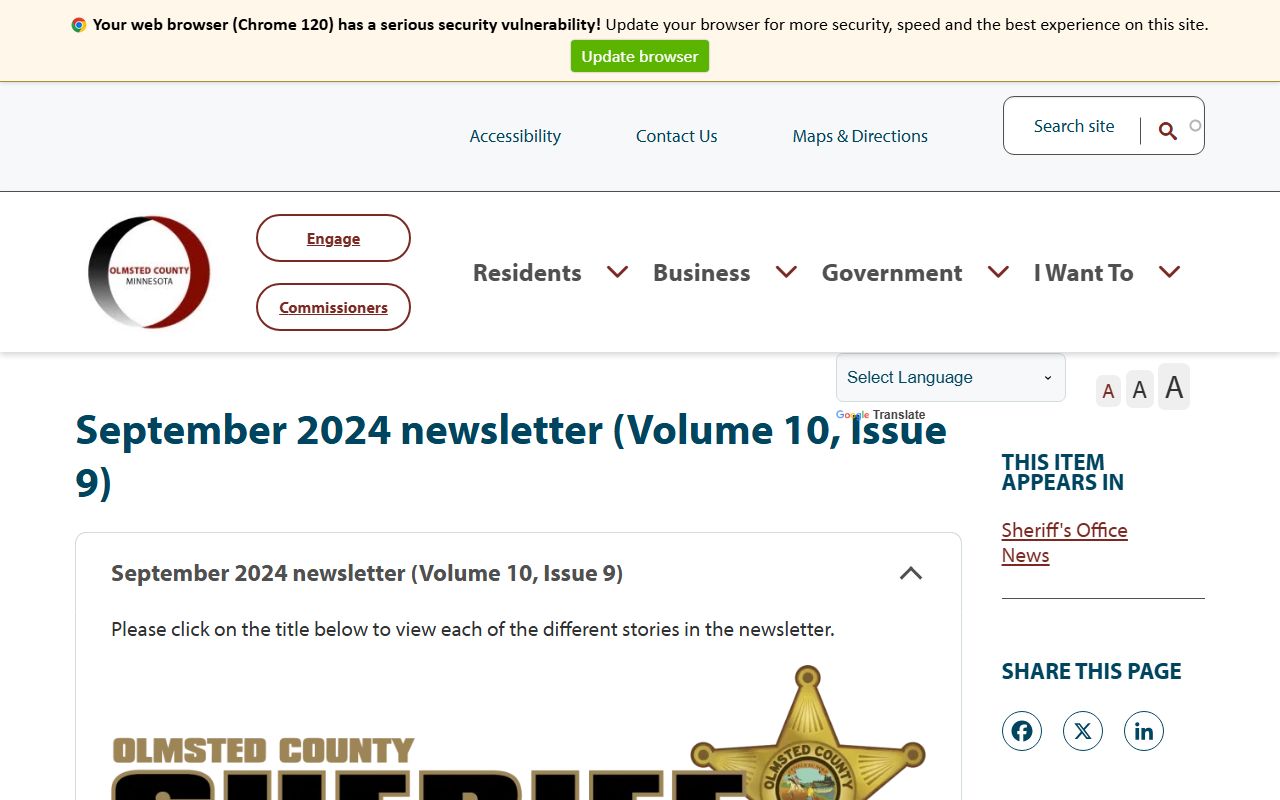 Olmsted County warrant records sheriff treatment court newsletter
